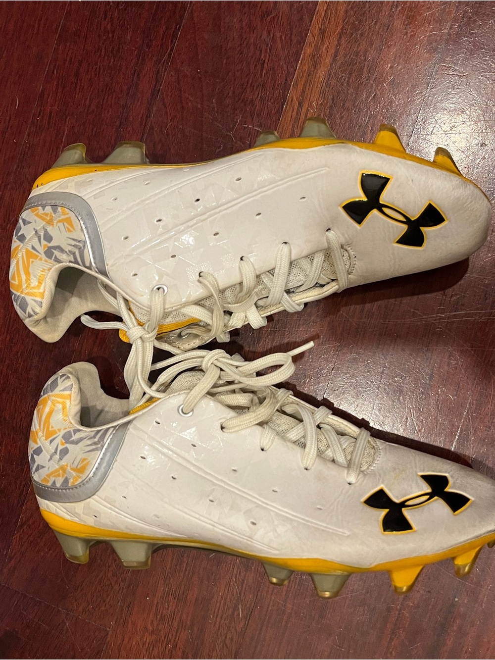 Under Armour White and Yellow Cleats - Lacrosse / Training